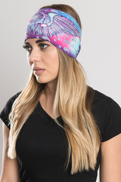 Hair Glove Rainbow Dreamcatcher Headband with Gems featuring vibrant rainbow design adorned with sparkling gemstones