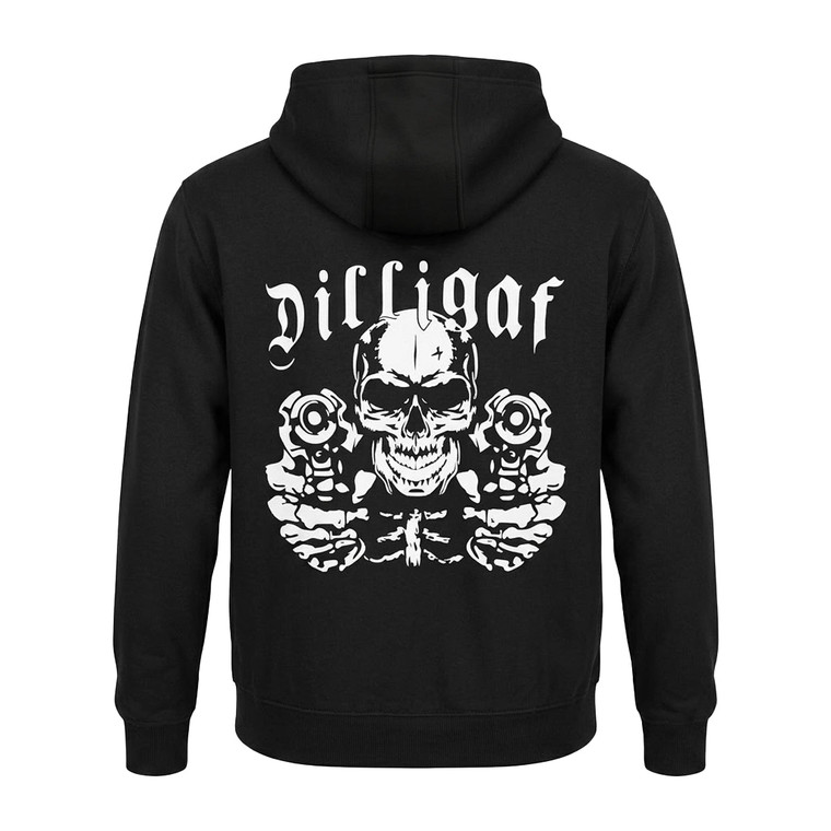 DILLIGAF Reflective Skull Motorcycle Hoodie – reflective skull design for enhanced visibility during night rides