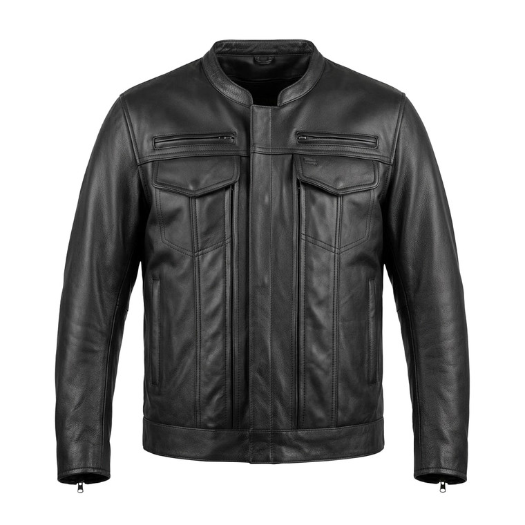 Unik Rampage Utility Pocket Leather Motorcycle Jacket w/ Concealed Carry