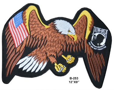 POW MIA USA Eagle Biker Patch - Large Size