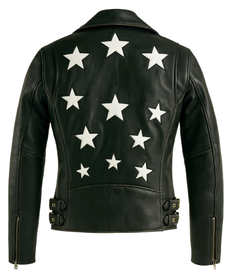 Unik Ladies Brown Leather Motorcycle Jacket w/ Stars