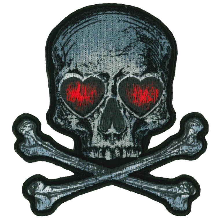 Heart Eyes Skull & Bones Biker Patch from Hot Leathers