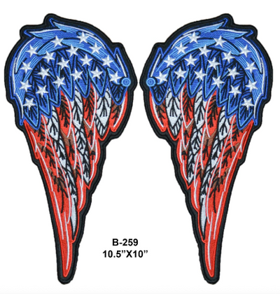 Patriotic Angel Wings Patch for Back of Vests