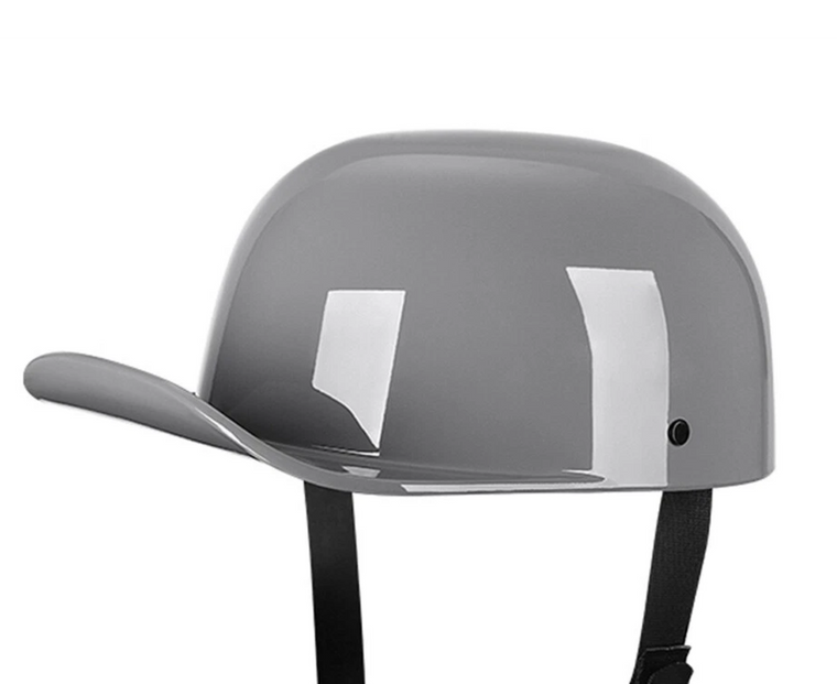 Gloss Gray Baseball Style Novelty Motorcycle Helmet