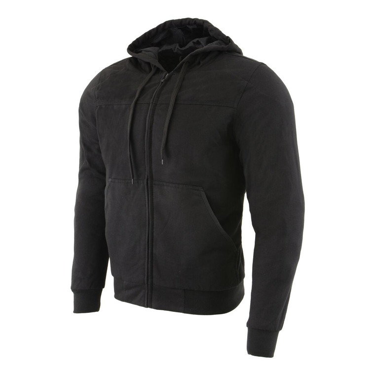 Milwaukee Leather men's casual black armored motorcycle riding hoodie front view