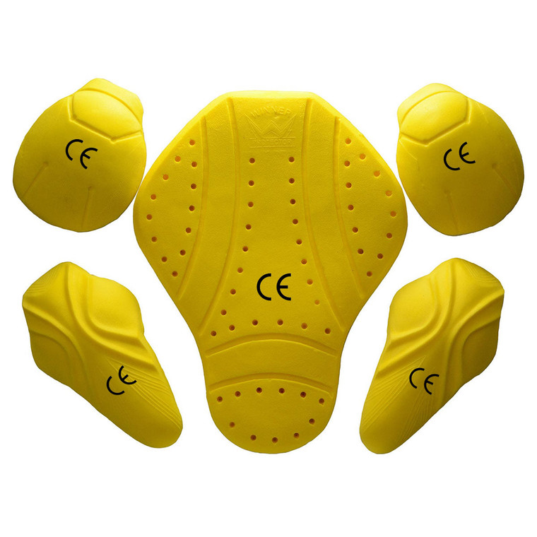 5-piece CE approved motorcycle armor pad set with back, shoulder, and elbow pads