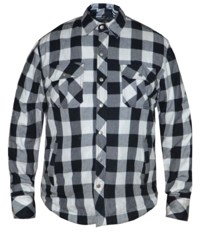 Men's UNIK buffalo plaid Kevlar armored flannel motorcycle shirt