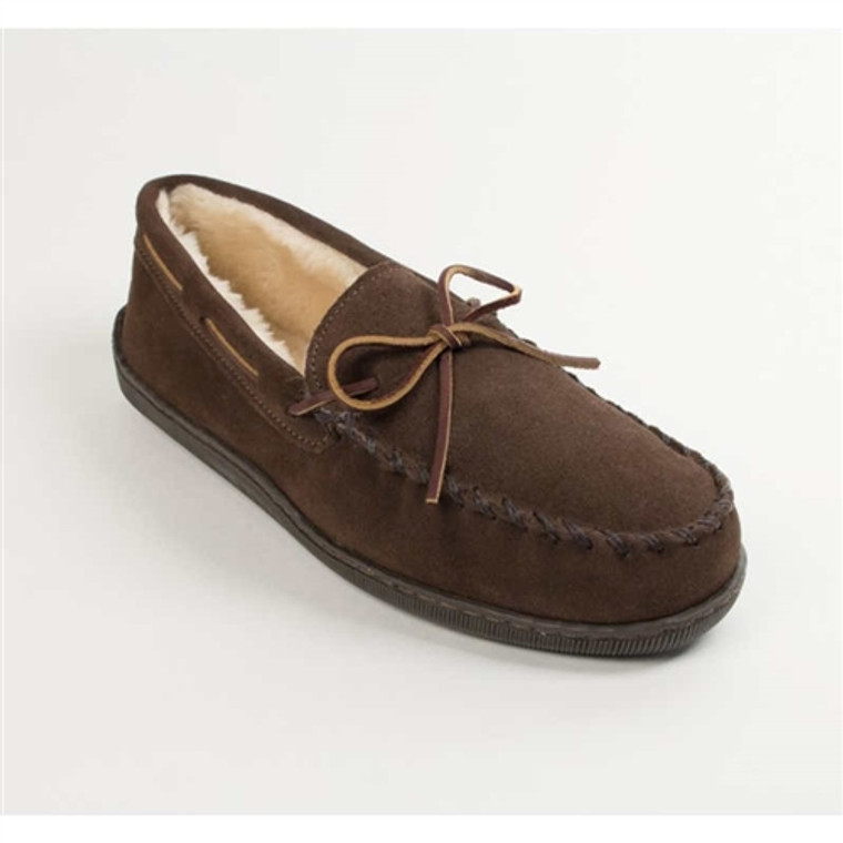 Men's Minnetonka Slippers: 3908 Chocolate Brown Pile Lined