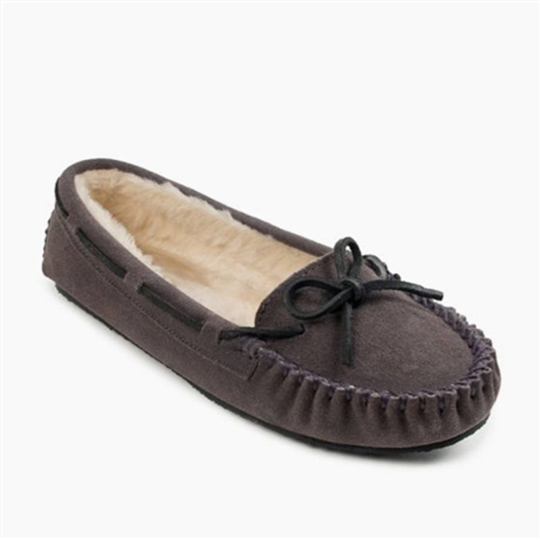 Womens Pile Lined Cally Minnetonka Slippers - Grey