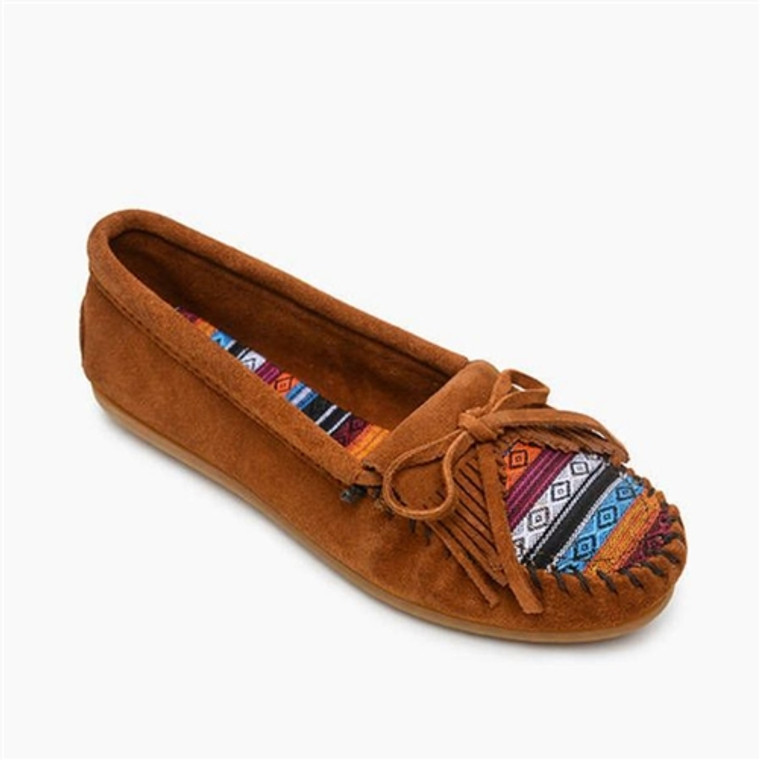 Women's Arizona Minnetonka Moccasins, Brown Kilty