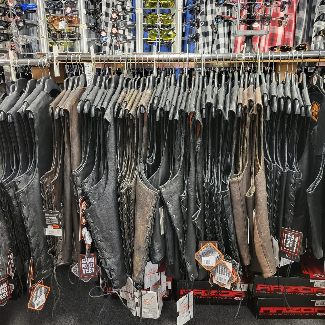 v-neck leather motorcycle vests nj