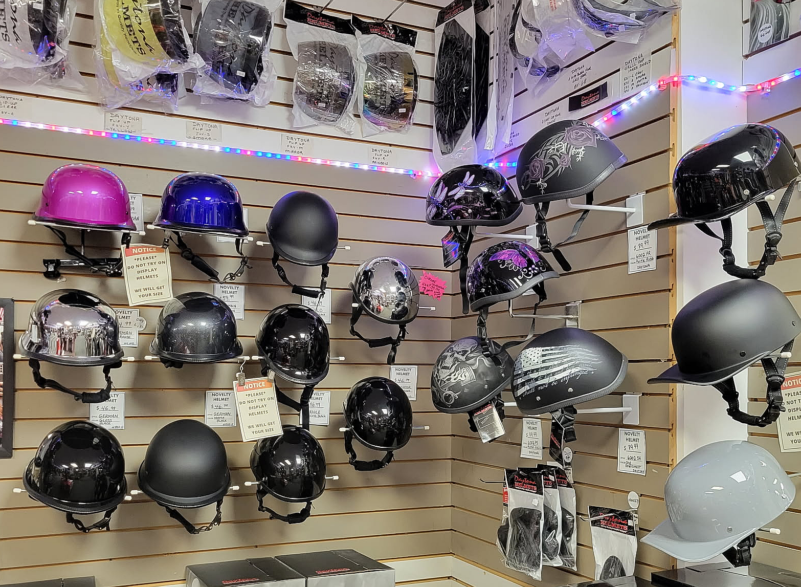 Novelty motorcycle helmets for sale in New Jersey at Leather Bound NJ Maple Shade