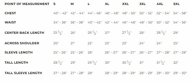 FIM244 men's tall jacket sizing