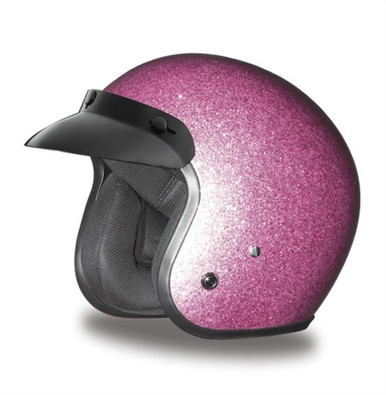 Retro Pink Glitter Cruiser Motorcycle Helmet | Daytona | Leather
