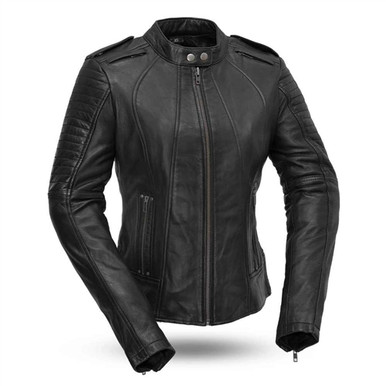 Women's Sexy Biker Leather Jacket by First Classics with Concealed