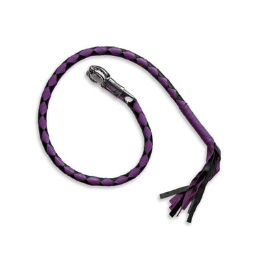 Purple & Black Leather Motorcycle Get Back Whip | Leather Bound NJ