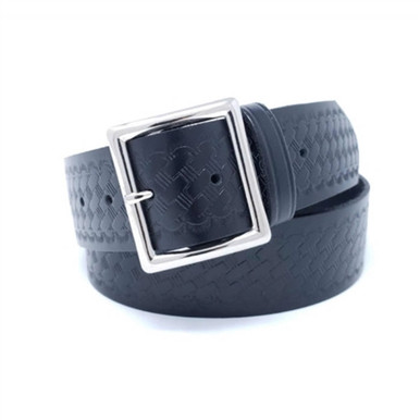 Men's Black Leather Garrison Belt: Wide Uniform Style