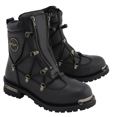 Men's Milwaukee Leather Motorcycle Boots with Twin Zippers