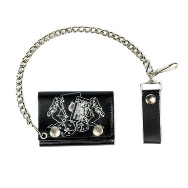Lady Luck Men's Leather Chain Wallet | Genuine Cowhide Biker Wallet