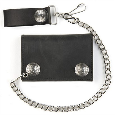 Buffalo Nickel Snap Leather Chain Wallet | USA Made