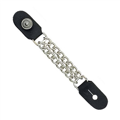 Motorcycle Vest Extender 4 Pack - Biker Chain With U.S.A Flag, Diamond Cut Chrome, Genuine Leather Snaps