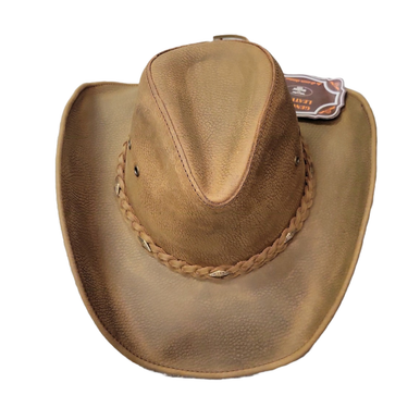 Western Braided Vegan Leather Cowboy hat Vegan Suede Cowboy Hat. Braided Strap Cowboy Western Cowgirl  main image 4