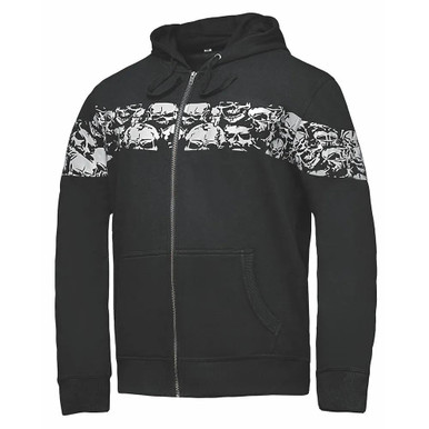 Reflective Skulls Zip-Up Biker Hoodie | High Visibility Motorcycle