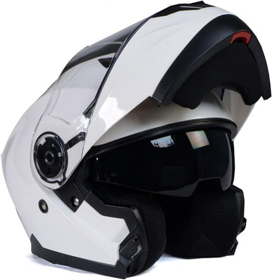 Milwaukee Flip-Up White Helmet – DOT-Approved Modular Motorcycle