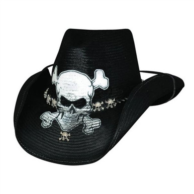 Skull Bones Black Straw Western Hat – Bullhide Cowboy Hat  display picture 1