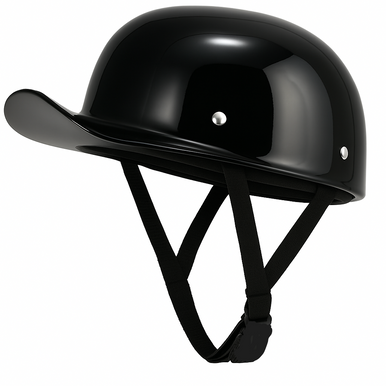 Baseball Novelty Helmet - Gloss Black - Leather Bound NJ