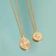 GOLD MOTHER OF PEARL SUN PENDANT NECKLACE
