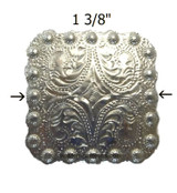 Bright Silver  Square Berry 1-3/8" Concho westerncanteens.com