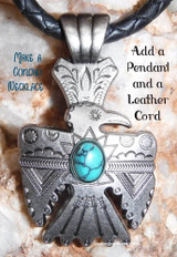 Make a concho necklace with Phoenix Bird w/Turquoise Antique Silver 1 1/4"  by Western Canteens SKU#C182