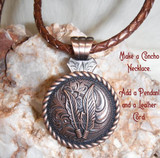 Rope Round Feather Copper Concho Pendant Necklace by Western Canteens.