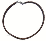Leather Cord Metallic Bronze Braided Necklace 4 MM - Sizes 14"-28"