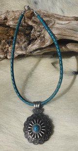 Antiqued Turquoise Leather  Cord Necklaces soft and supple to wear  western canteens