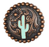 Sunset Saguaro Cactus Concho Antique Copper C229  by Western Canteens.com 