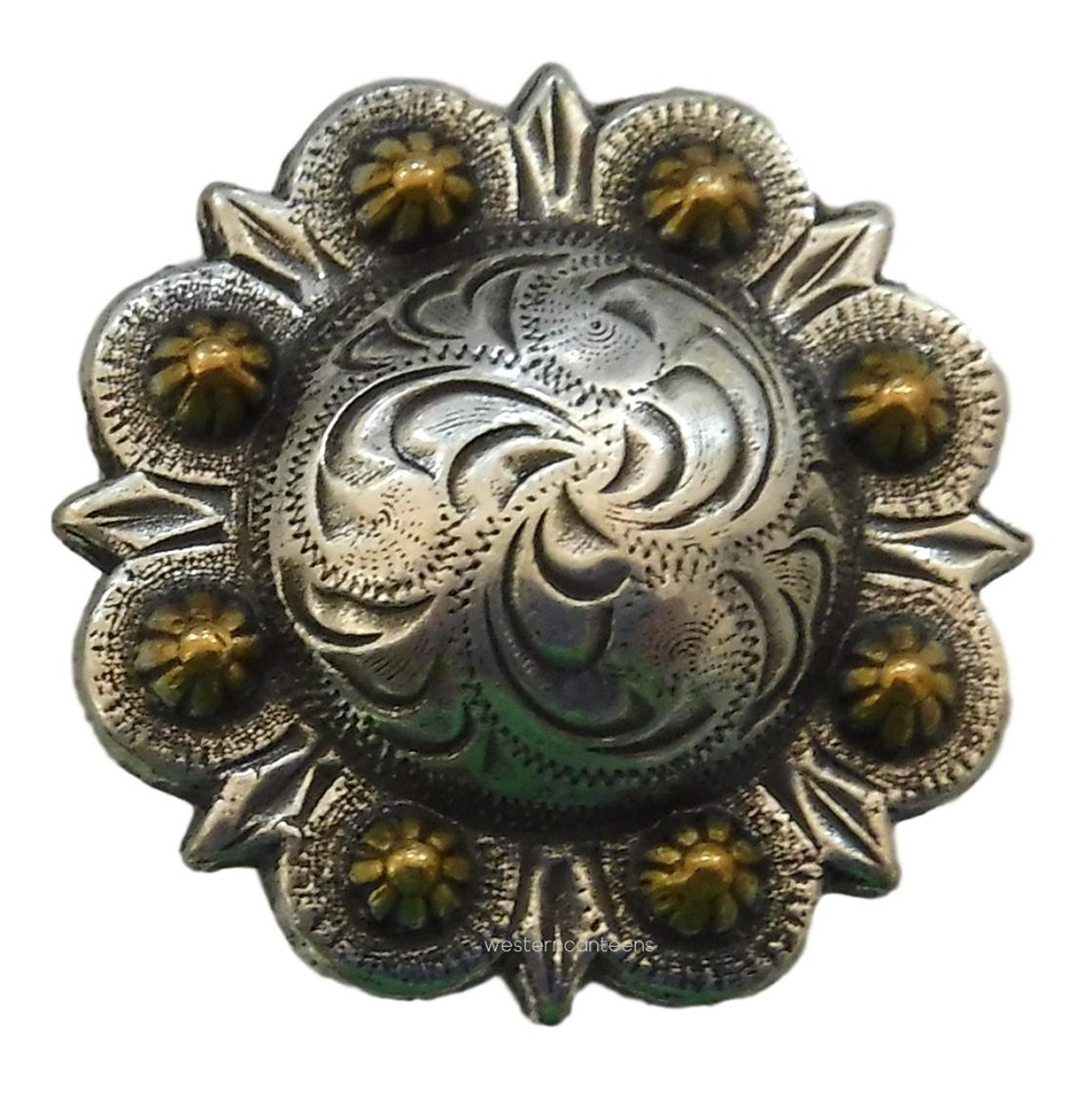 Double Flower Silver Concho - Montana Leather Company