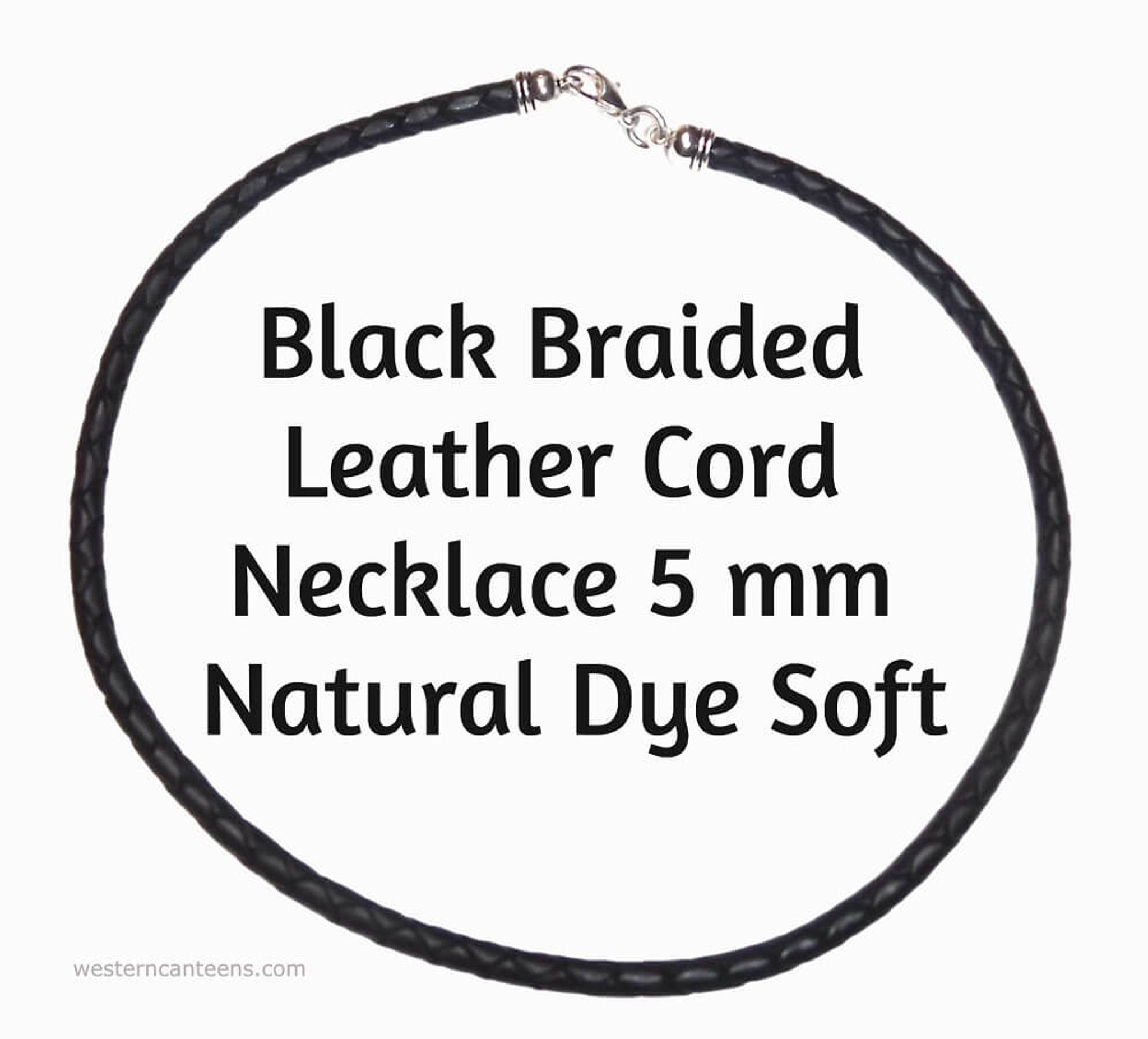 Leather Cord 5MM Black Braided Necklace - Sizes 14-28
