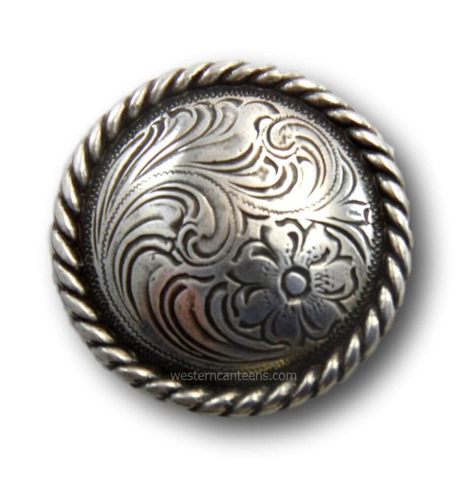 Native Round Rope Edge Feather Concho Antique Silver 1 1/2 C185