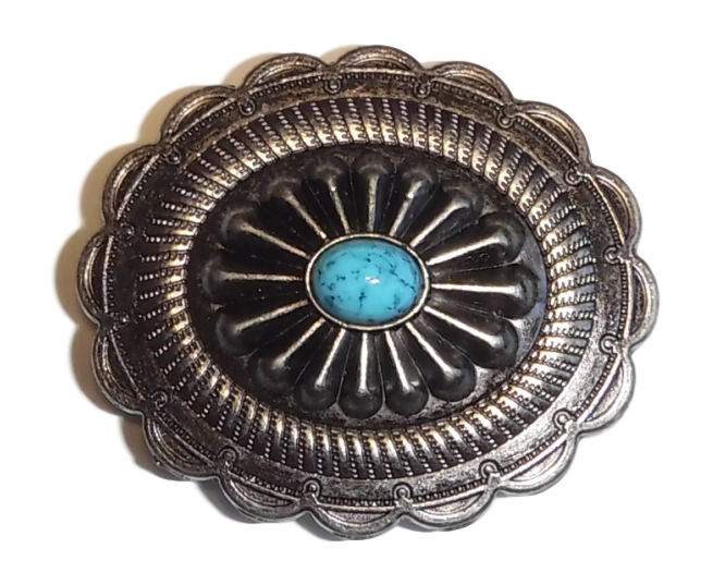 Epic Berry Turquoise Concho Antique Silver Size 44 x 38mm C158