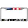 Veteran DD-214 Alumni & US Flag Chrome License Plate Frame front