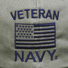 US Navy Veteran Hat with Embroidered Flag close up