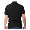 Embroidered American Flag and Veteran Polo black shirt with white embroidered emblem - back view