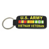 Customized poly-leather keychain with U.S. Army text and Vietnam service ribbons - yellow red and green ribbon with a single key holder