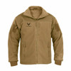 U.S. Air Force Special Ops Tactical Fleece Jacket with Embroidered Logo and Text; coyote brown jacket with black embroidery