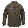 U.S. Air Force Special Ops Tactical Fleece Jacket with Embroidered Logo and Text; olivee drab jacket with multi color embroidery