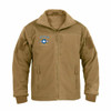 U.S. Air Force Special Ops Tactical Fleece Jacket with Embroidered Logo and Text; coyote brown jacket with multi color embroidery