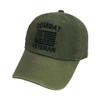 Combat Veteran and US Flag OD Vintage Embroidered Hat front view