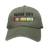 Vintage Olive Drab NAM VET hat with three service ribbons front